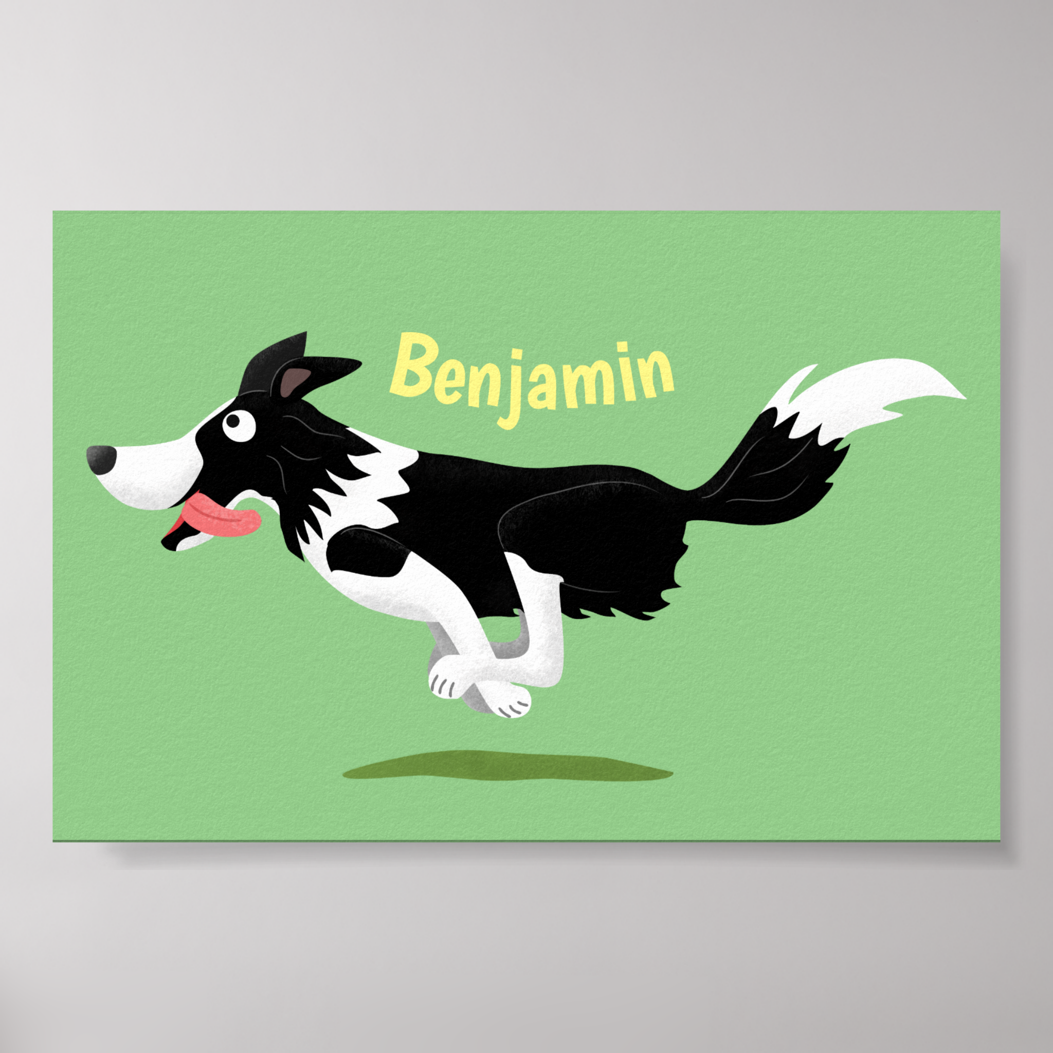 Zazzle Funny Border Collie dog running cartoon Poster (Front)
